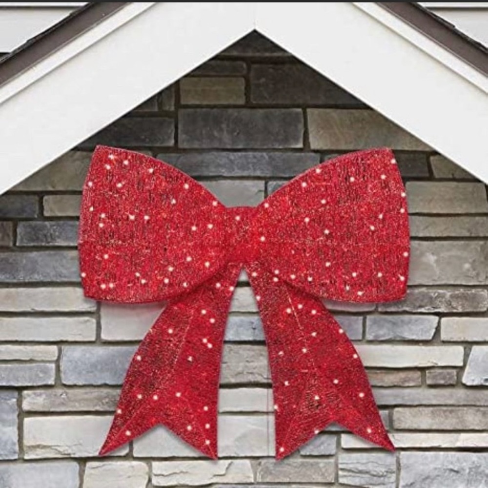 New Red Bow with twinkling LED lights